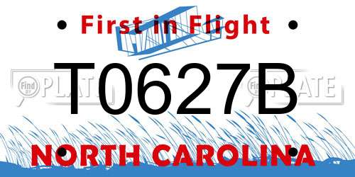 T0627B North Carolina License Plate