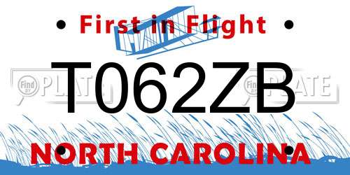 T062ZB North Carolina License Plate