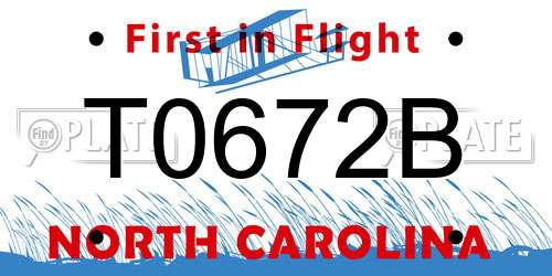 T0672B North Carolina License Plate