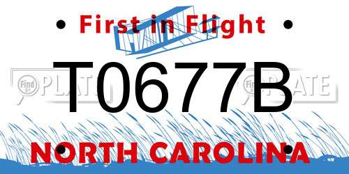 T0677B North Carolina License Plate