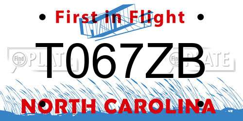 T067ZB North Carolina License Plate