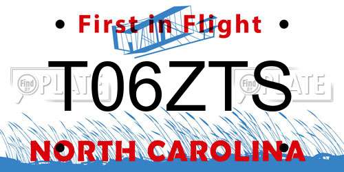 T06ZTS North Carolina License Plate