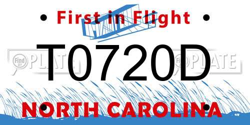 T0720D North Carolina License Plate
