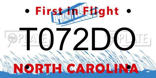T072DO North Carolina License Plate