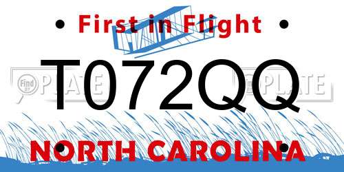 T072QQ North Carolina License Plate