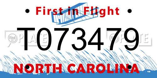 T073479 North Carolina License Plate