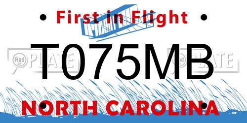 T075MB North Carolina License Plate
