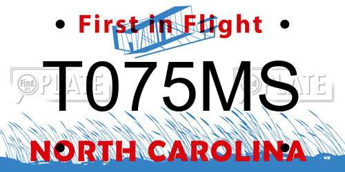 T075MS North Carolina License Plate