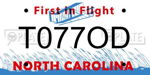 T077OD North Carolina License Plate