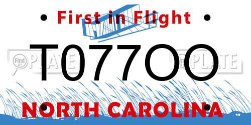 T077OO North Carolina License Plate