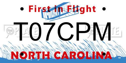 T07CPM North Carolina License Plate