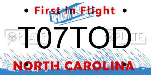 T07TOD North Carolina License Plate