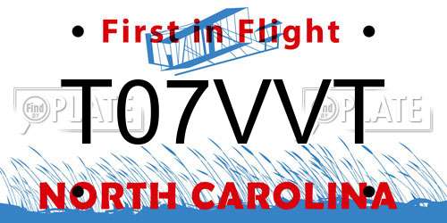 T07VVT North Carolina License Plate