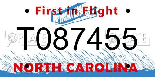T087455 North Carolina License Plate
