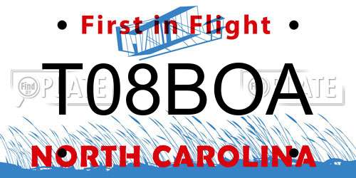 T08BOA North Carolina License Plate