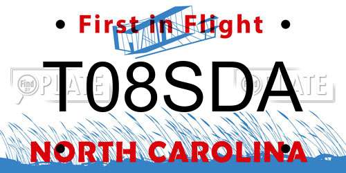 T08SDA North Carolina License Plate