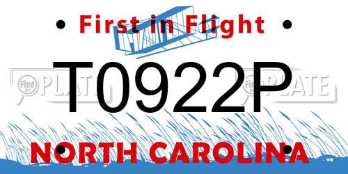 T0922P North Carolina License Plate