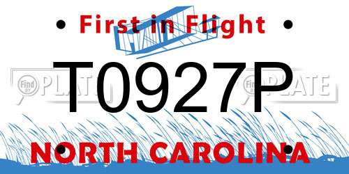 T0927P North Carolina License Plate