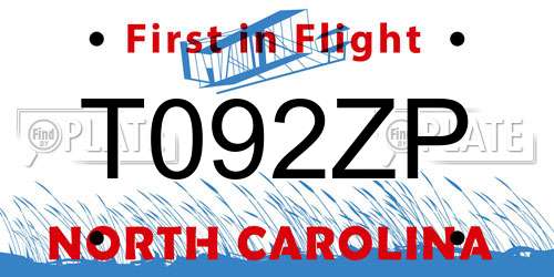 T092ZP North Carolina License Plate