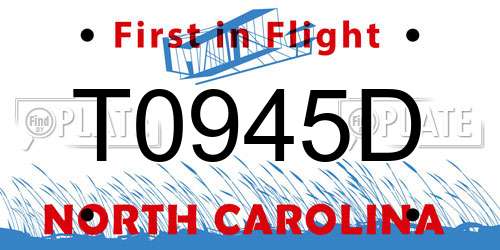 T0945D North Carolina License Plate
