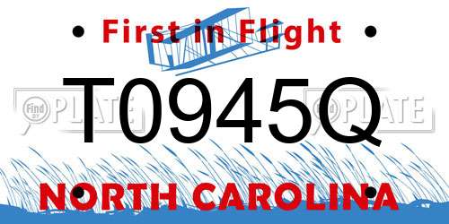 T0945Q North Carolina License Plate