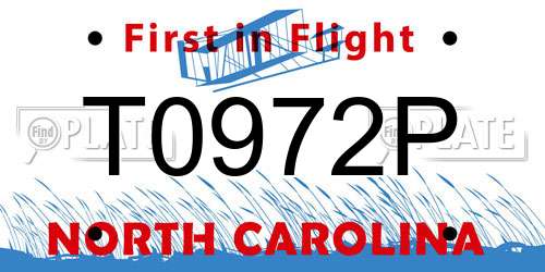 T0972P North Carolina License Plate