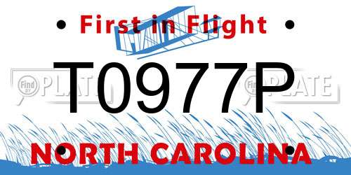 T0977P North Carolina License Plate