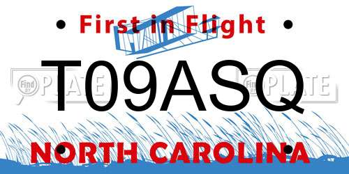 T09ASQ North Carolina License Plate