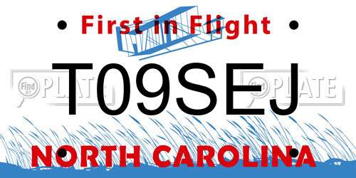 T09SEJ North Carolina License Plate