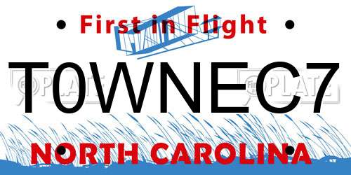 T0WNEC7 North Carolina License Plate
