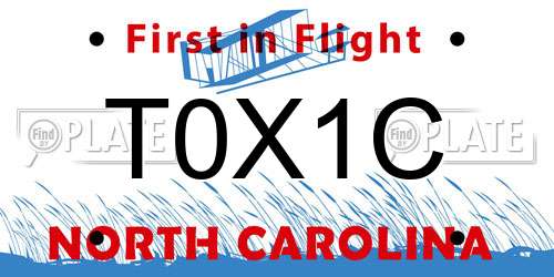 T0X1C North Carolina License Plate