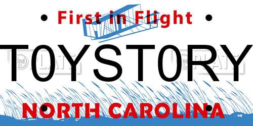 T0YST0RY North Carolina License Plate