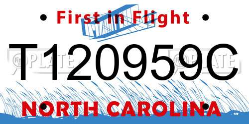 T120959C North Carolina License Plate