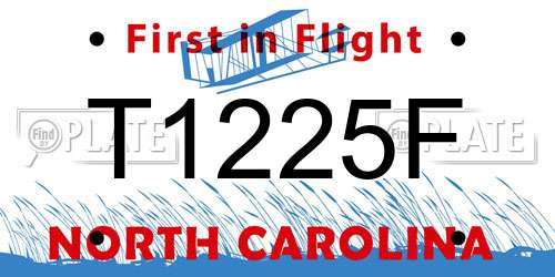 T1225F North Carolina License Plate