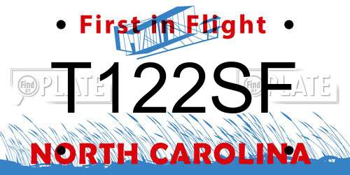 T122SF North Carolina License Plate