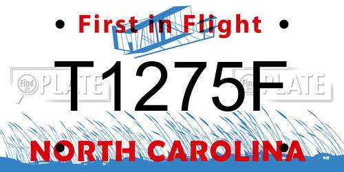 T1275F North Carolina License Plate