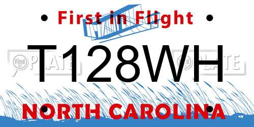 T128WH North Carolina License Plate