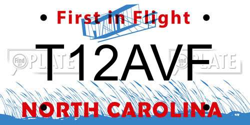 T12AVF North Carolina License Plate