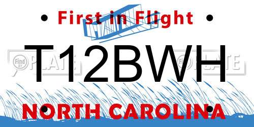 T12BWH North Carolina License Plate