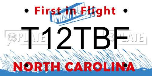 T12TBF North Carolina License Plate