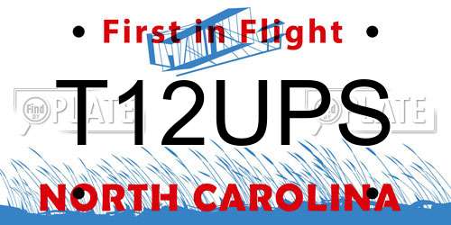 T12UPS North Carolina License Plate