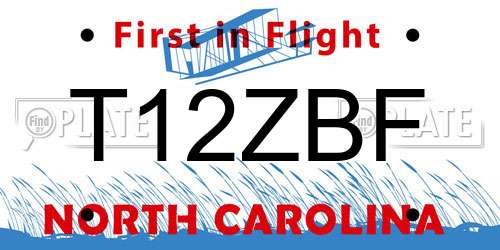 T12ZBF North Carolina License Plate