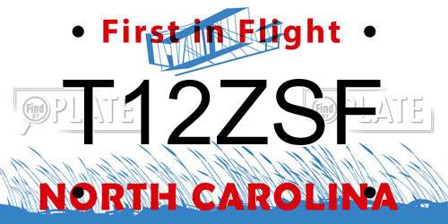 T12ZSF North Carolina License Plate