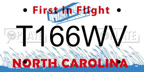 T166WV North Carolina License Plate