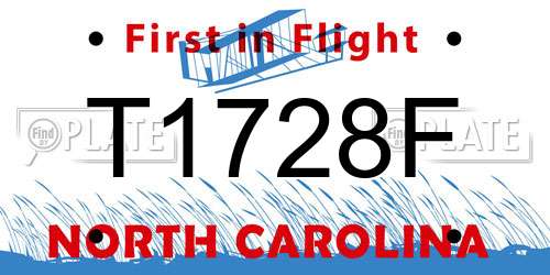 T1728F North Carolina License Plate