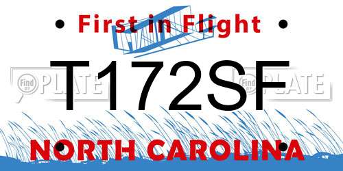 T172SF North Carolina License Plate