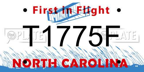T1775F North Carolina License Plate