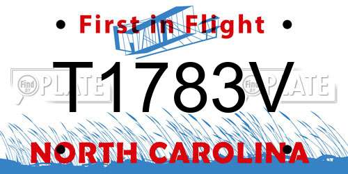 T1783V North Carolina License Plate