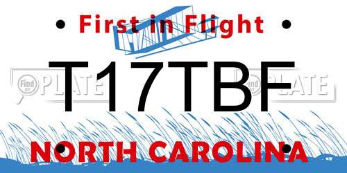 T17TBF North Carolina License Plate