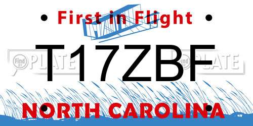 T17ZBF North Carolina License Plate